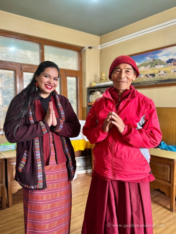 With a monk at GRL monastery, Bomdila