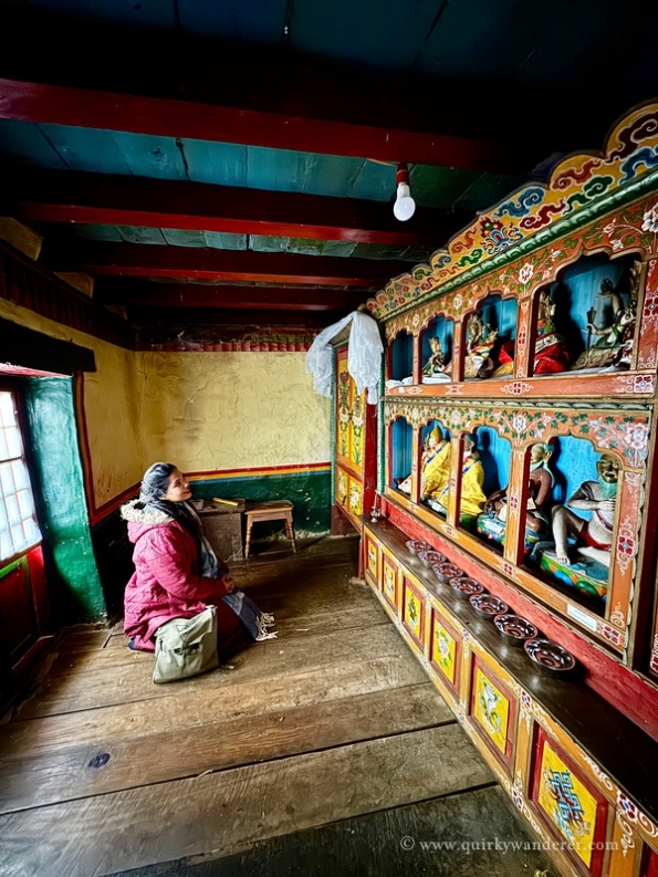 Meditating at Lhagyala Gompa: Monastery near Morshing